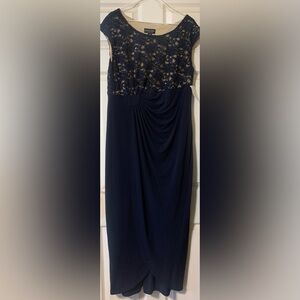 Connected Apparel Dark Blue Lace Pencil Skirt Dress Brand New With Tags
